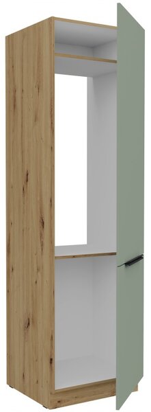 Skriňa na vstavanú chladničku LUNARA - šírka 60 cm, zelená / dub artisan