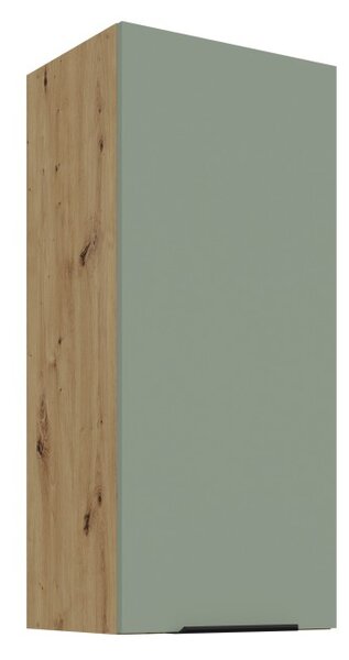 Vysoká horná skrinka LUNARA - šírka 40 cm, zelená / dub artisan