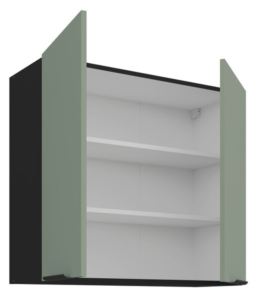 Horná kuchynská skrinka LUNARA - šírka 80 cm, zelená / čierna