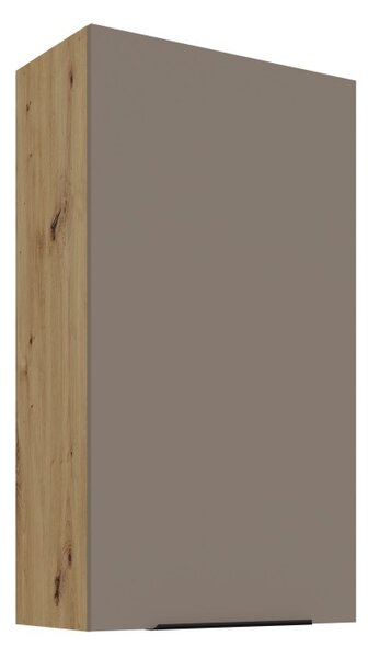 Vysoká horná kuchynská skrinka LUNARA - šírka 60 cm, tmavo béžová / dub artisan