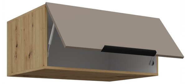 Hlboká digestorová skrinka LUNARA - šírka 80 cm, tmavo béžová / dub artisan