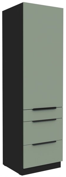 Potravinová skriňa so šuplíkmi LUNARA - šírka 60 cm, zelená / čierna
