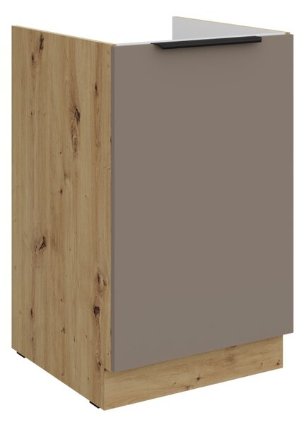 Dolná drezová skrinka LUNARA - šírka 50 cm, tmavo béžová / dub artisan