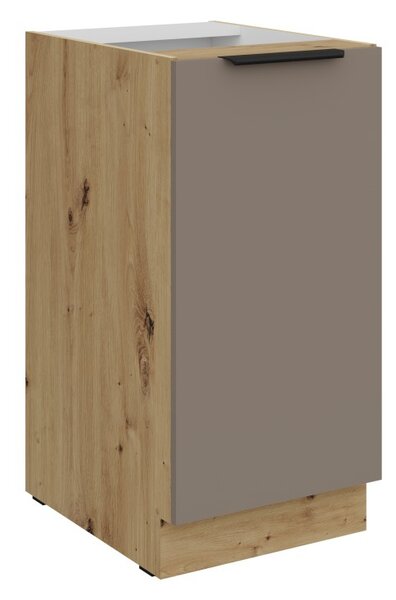 Dolná jednodverová skrinka LUNARA - šírka 40 cm, tmavo béžová / dub artisan