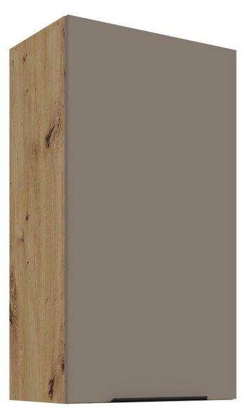 Vysoká horná skrinka LUNARA - šírka 50 cm, tmavo béžová / dub artisan