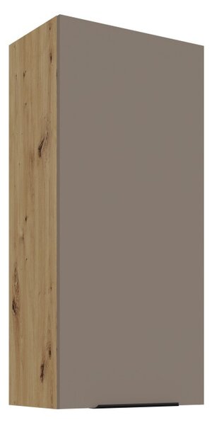 Vysoká horná kuchynská skrinka LUNARA - šírka 50 cm, tmavo béžová / dub artisan