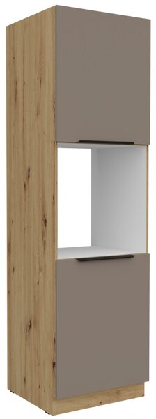 Kuchynská skriňa na vstavanú rúru LUNARA - šírka 60 cm, tmavo béžová / dub artisan