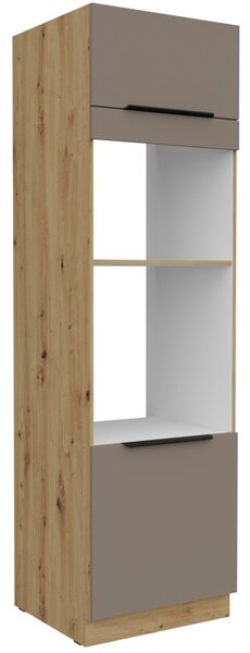 Skriňa na vstavané spotrebiče LUNARA - šírka 60 cm, tmavo béžová / dub artisan