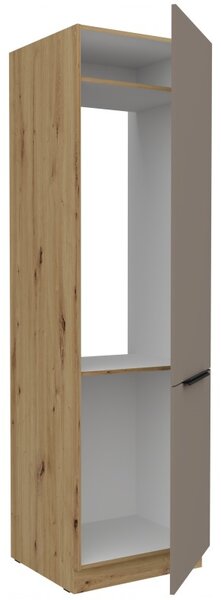 Skriňa na vstavanú chladničku LUNARA - šírka 60 cm, tmavo béžová / dub artisan