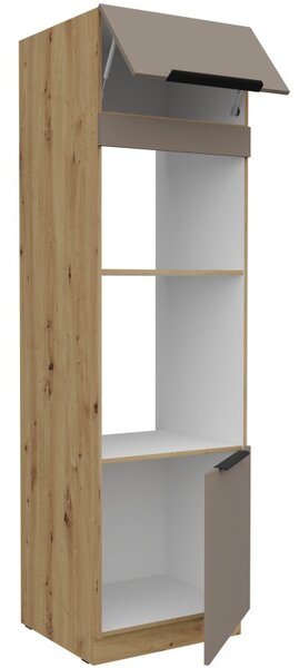 Skriňa na vstavané spotrebiče LUNARA - šírka 60 cm, tmavo béžová / dub artisan