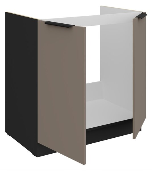 Drezová skrinka LUNARA - šírka 80 cm, tmavo béžová / čierna