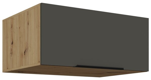 Hlboká digestorová skrinka LUNARA - šírka 80 cm, grafit / dub artisan