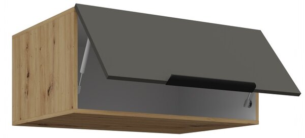 Hlboká digestorová skrinka LUNARA - šírka 80 cm, grafit / dub artisan