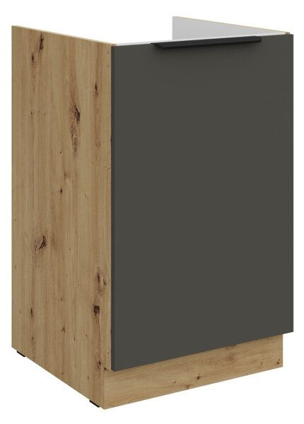 Dolná drezová skrinka LUNARA - šírka 50 cm, grafit / dub artisan