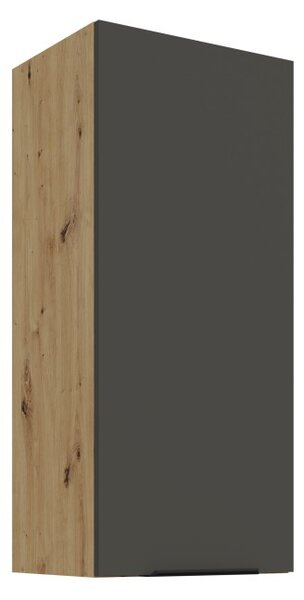Vysoká horná skrinka LUNARA - šírka 40 cm, grafit / dub artisan