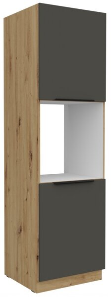 Kuchynská skriňa na vstavanú rúru LUNARA - šírka 60 cm, grafit / dub artisan