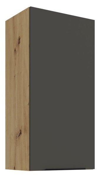 Vysoká horná skrinka LUNARA - šírka 45 cm, grafit / dub artisan