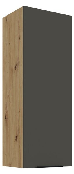 Vysoká horná kuchynská skrinka LUNARA - šírka 40 cm, grafit / dub artisan