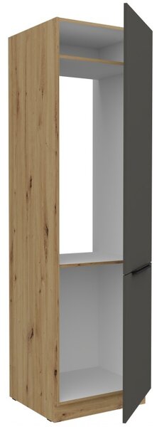 Skriňa na vstavanú chladničku LUNARA - šírka 60 cm, grafit / dub artisan