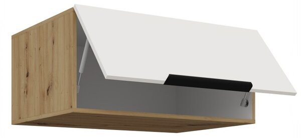 Hlboká digestorová skrinka LUNARA - šírka 80 cm, biela / dub artisan
