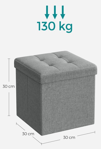 Taburet s úložným priestorom OTTOMAN 30x30 cm, sivý
