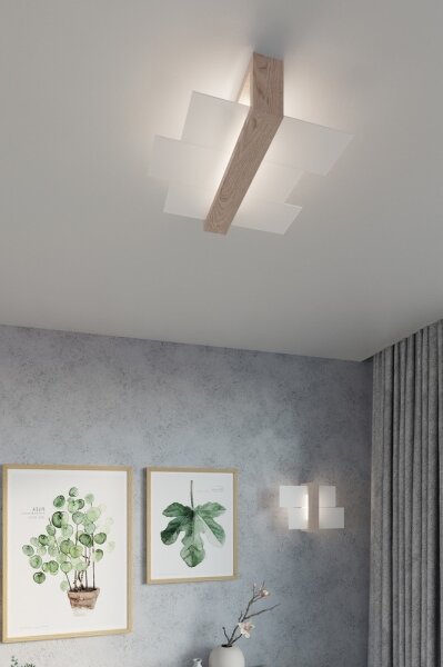 Sollux SL.0076 - Stropné svietidlo FENIKS 2 2xE27/60W/230V prírodné drevo