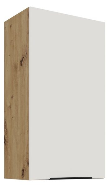 Vysoká horná skrinka LUNARA - šírka 50 cm, biela / dub artisan