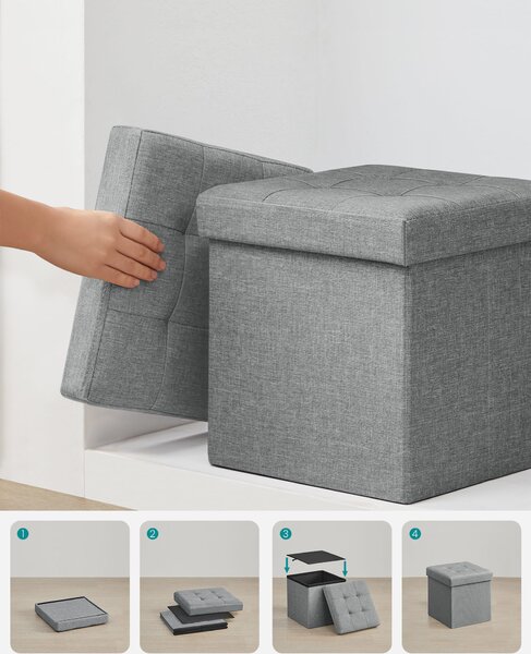Taburet s úložným priestorom OTTOMAN 30x30 cm, sivý