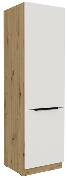 Skriňa na vstavanú chladničku LUNARA - šírka 60 cm, biela / dub artisan