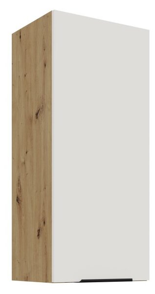 Vysoká horná skrinka LUNARA - šírka 40 cm, biela / dub artisan
