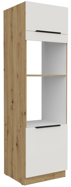 Skriňa na vstavané spotrebiče LUNARA - šírka 60 cm, biela / dub artisan