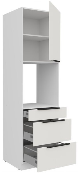 Skriňa na vstavanú rúru so šuplíkmi LUNARA - šírka 60 cm, biela
