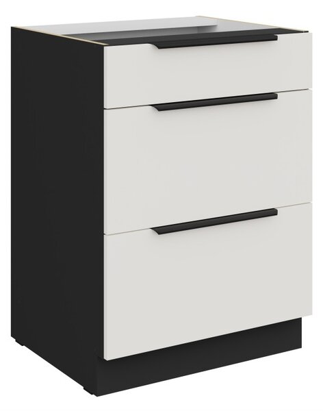 Šuplíková skrinka LUNARA - šírka 60 cm, biela / čierna