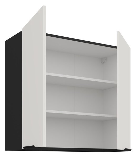 Horná kuchynská skrinka LUNARA - šírka 80 cm, biela / čierna