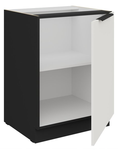 Dolná jednodverová skrinka LUNARA - šírka 60 cm, biela / čierna