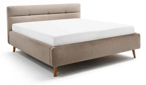 Béžová čalúnená dvojlôžková posteľ s úložným priestorom s roštom 180x200 cm Lotte – Meise Möbel