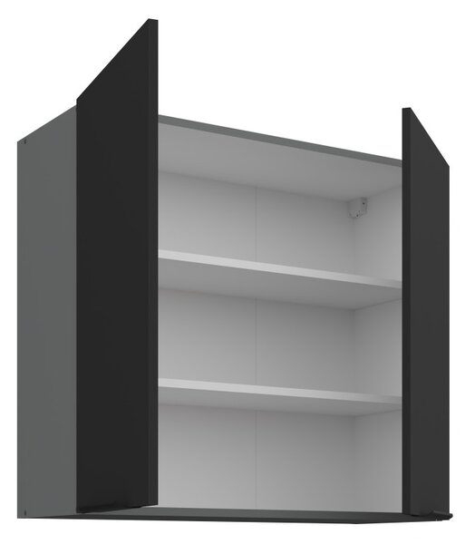 Horná kuchynská skrinka LUNARA - šírka 80 cm, čierna / antracit