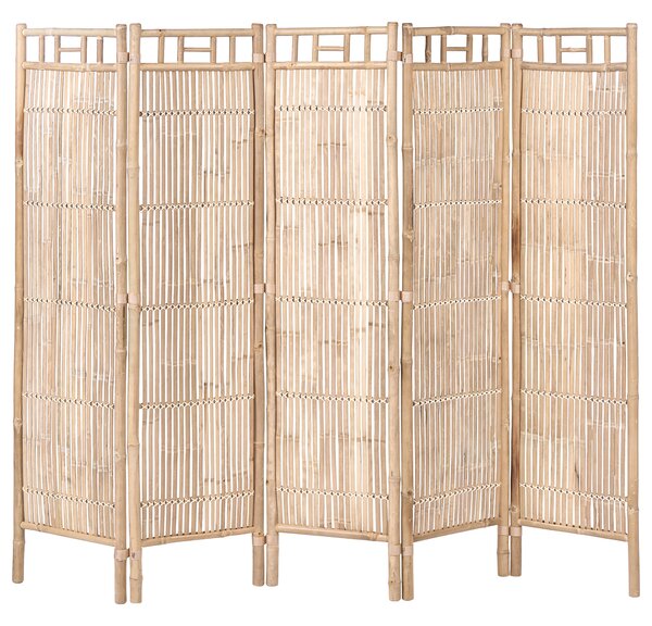 5-dielna záhradná zástena svetlohnedá bambusové drevo 205 x 160 cm Japandi prírodná drevená deliaca stena do spálne