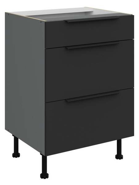 Šuplíková skrinka LUNARA - šírka 60 cm, čierna / antracit