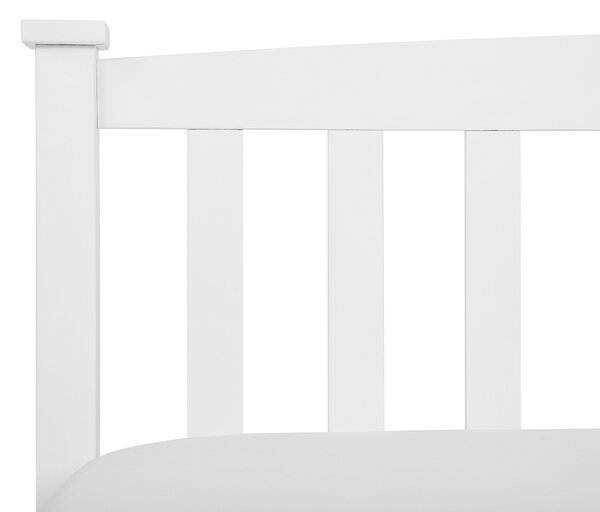 Drevená posteľ biela 90 x 200 cm rám postele s čelom a roštom minimalistický škandinávsky dizajn