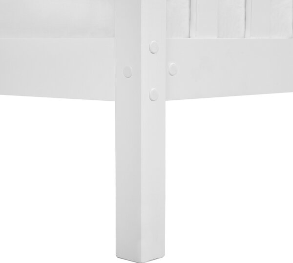 Drevená posteľ biela 90 x 200 cm rám postele s čelom a roštom minimalistický škandinávsky dizajn