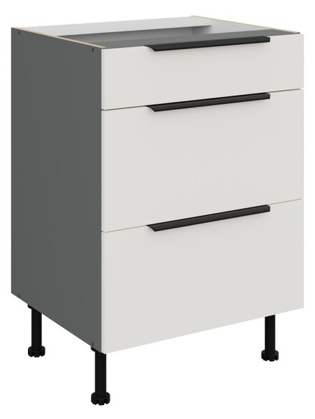 Šuplíková skrinka LUNARA - šírka 60 cm, biela / antracit