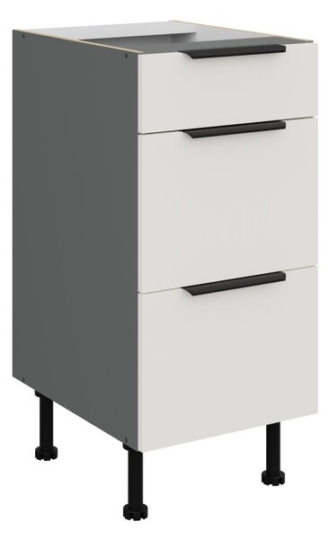 Kuchynská skrinka so šuplíkmi LUNARA - šírka 40 cm, biela / antracit