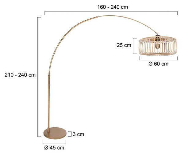 Stojacia lampa Sparkled Light bronzová/hnedá, 240 cm, drevo, Hnedá / staromosadz, Obývacia izba / jedáleň, kov, Moderný, Oblúková stojaca lampa