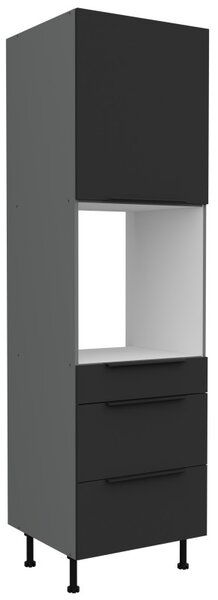 Skriňa na vstavanú rúru so šuplíkmi LUNARA - šírka 60 cm, čierna / antracit
