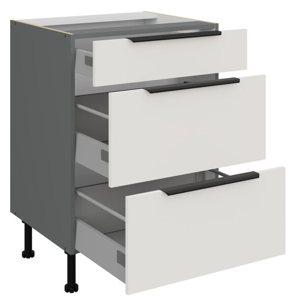 Šuplíková skrinka LUNARA - šírka 60 cm, biela / antracit