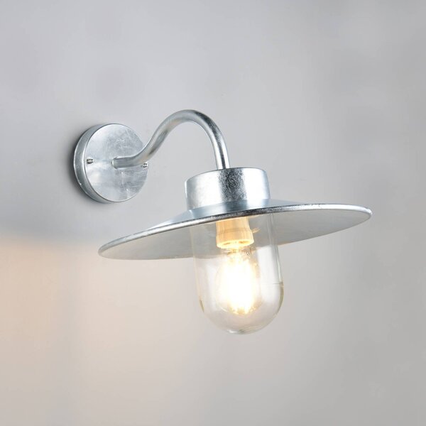 Trio Lighting Vonkajšie nástenné svietidlo Tana, farba zinku, výška 41 cm, kov, IP44, Hliník / sivá / zinok, kov, Nástenné svietidlo
