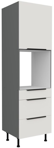 Skriňa na vstavanú rúru so šuplíkmi LUNARA - šírka 60 cm, biela / antracit