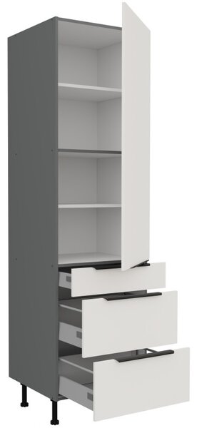 Potravinová skriňa so šuplíkmi LUNARA - šírka 60 cm, biela / antracit