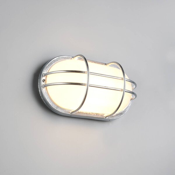 Trio Lighting Vonkajšie nástenné svietidlo Tumen, farba zinku, šírka 26 cm, kov, IP44, Hliník / sivá / zinok, kov, Nástenné svietidlo